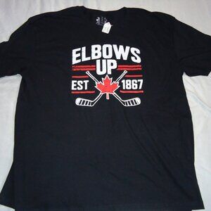 Mens Elbows Up Hockey Theme T-Shirt (New)